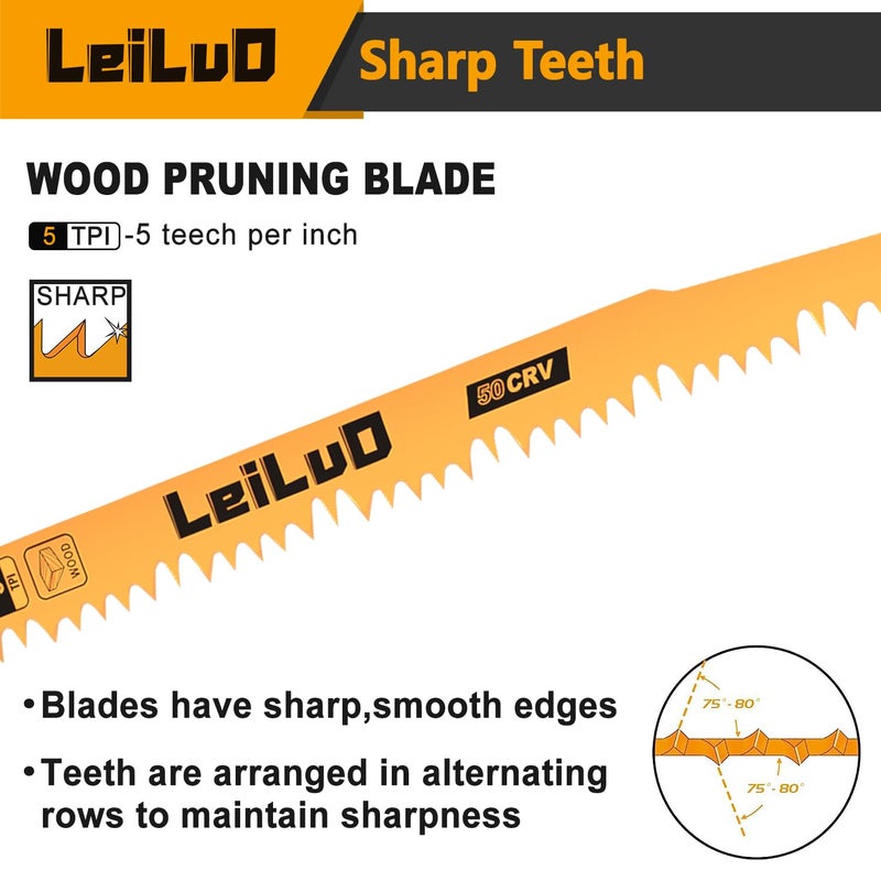 LEILUO 9-Inch Wood Pruning Reciprocating Saw Blades 20 Piece CRV Sawzall Blades 5 TPI with Storage Case - Image 3